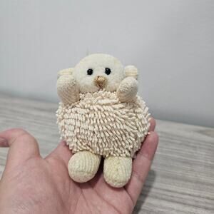 Stephan Baby Cream White Small Round Sheep Lamb Rattle Plush Textured